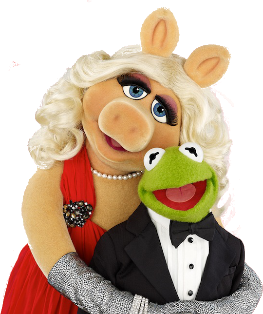 Kermitand Miss Piggy Elegant Portrait PNG