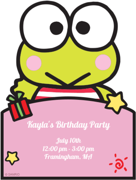 Keroppi Birthday Party Invitation PNG