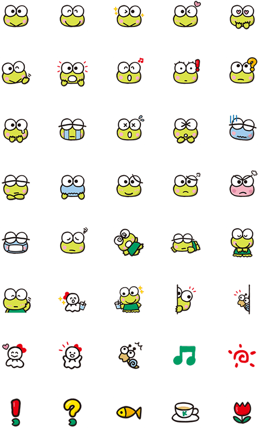 Keroppi Expressionsand Activities Icons PNG
