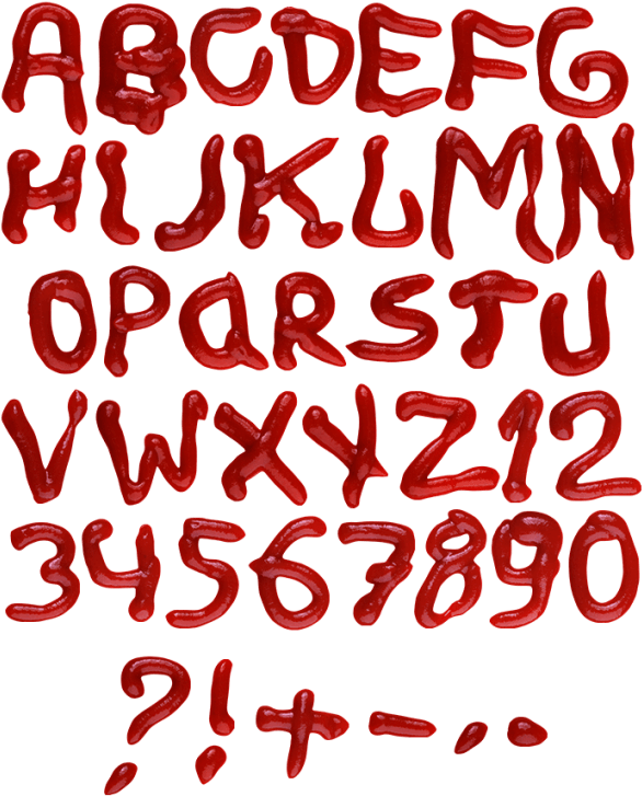 Ketchup Alphabetand Numbers PNG