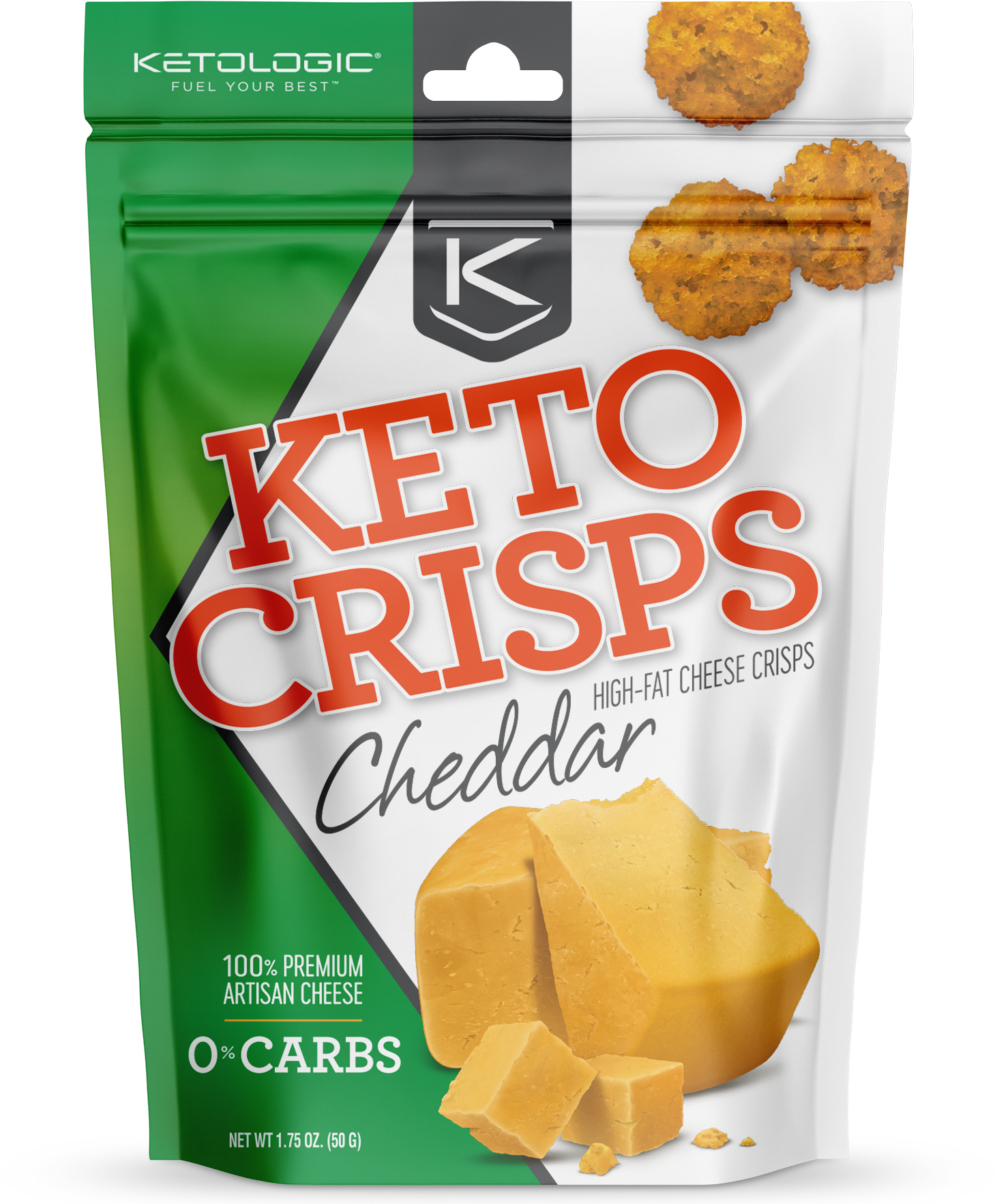 Keto Logic Cheddar Cheese Crisps Snack Packaging PNG