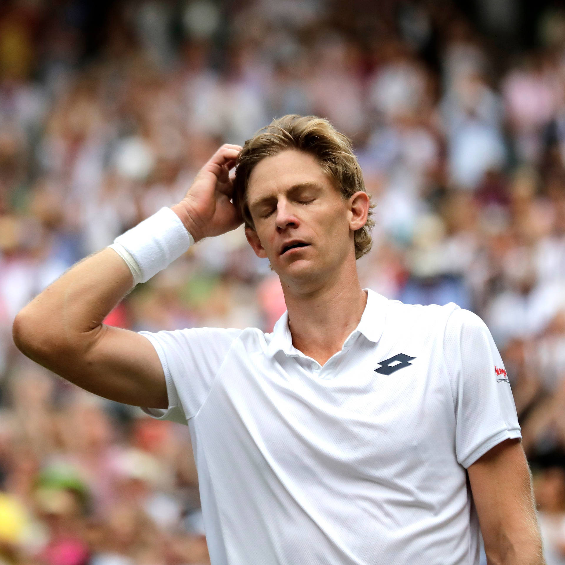 Caption: Intense Kevin Anderson with Eyes Closed in Thought Wallpaper