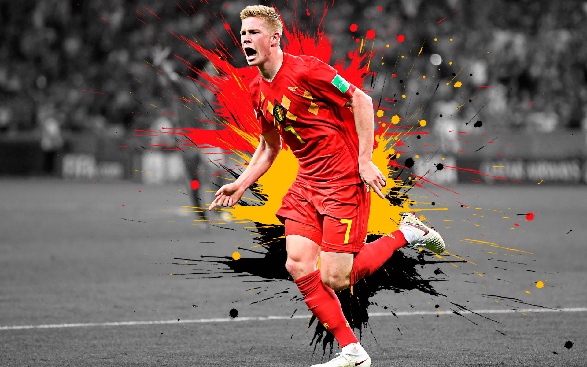 Kevin De Bruyne Red And Gray Wallpaper