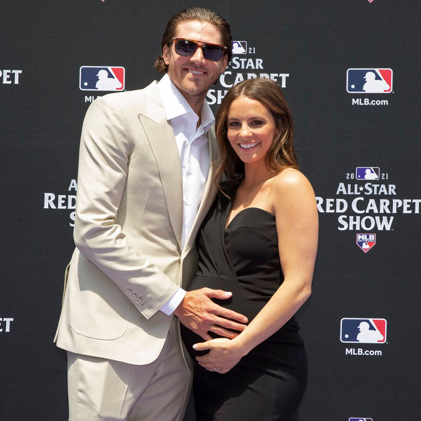 Kevin Gausman And Pregnant Wife Red Carpet Wallpaper