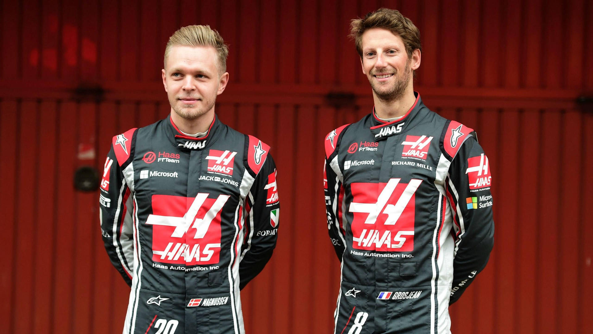 Kevin Magnussen And Grosjean Black Overalls Wallpaper