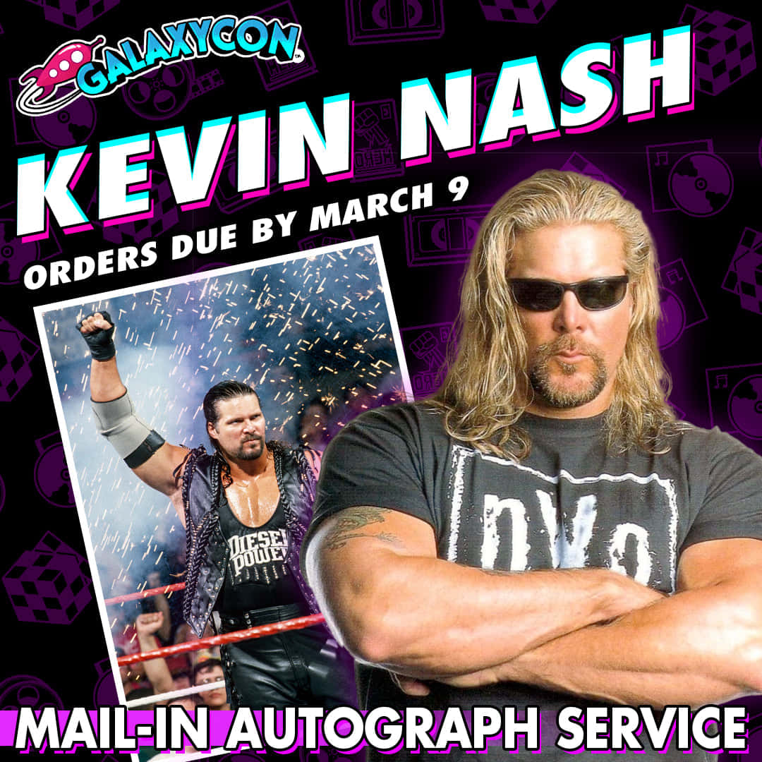 Caption: Wrestling Legend Kevin Nash Autograph Service Advertisement Poster Wallpaper