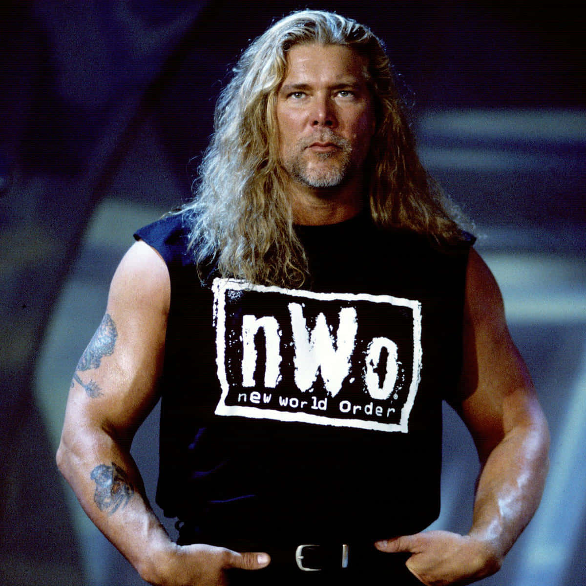 Legendary Wrestler Kevin Nash in Iconic New World Order T-shirt Wallpaper