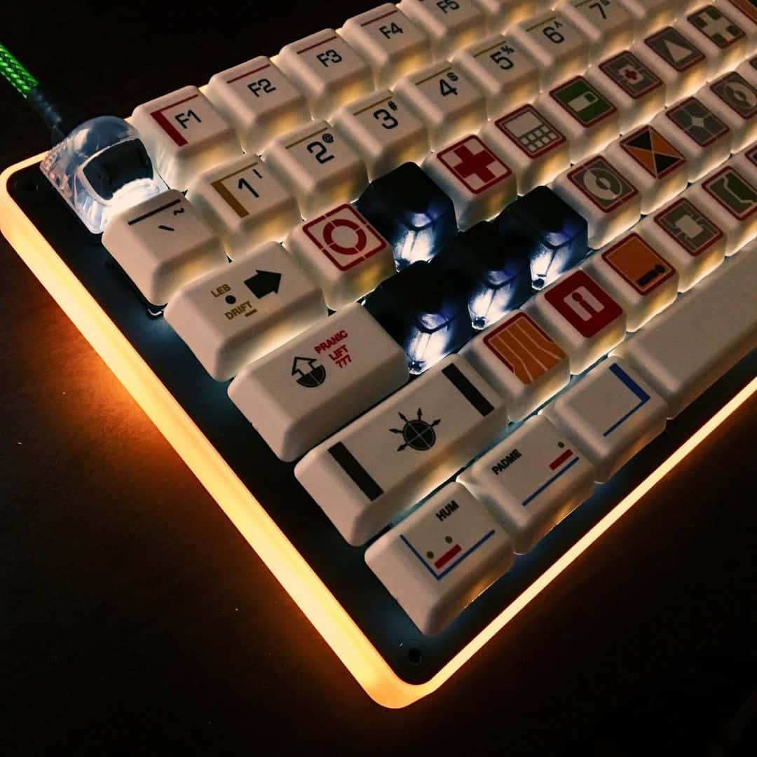 A Keyboard With A Light On It