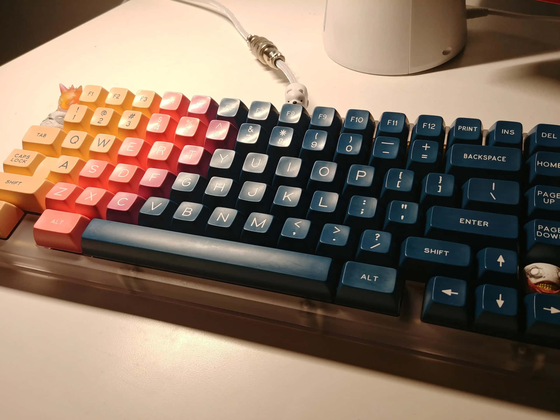 A Computer Keyboard With A Colorful Background