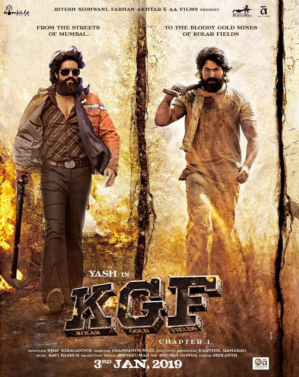Kgf Rocky Bhai Split-screen-poster Wallpaper