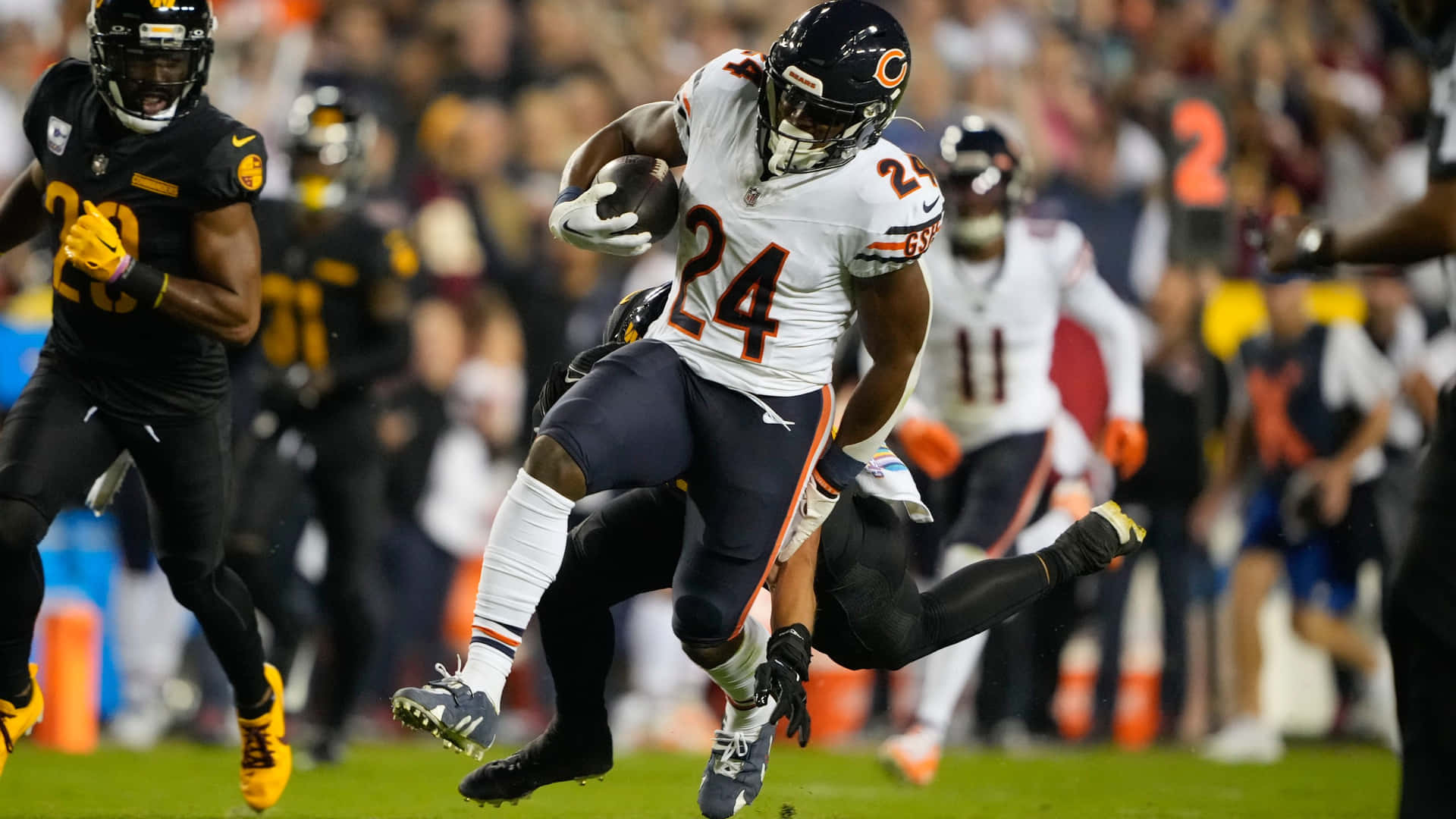 Khalil Herbert Chicago Bears Actie Run Achtergrond