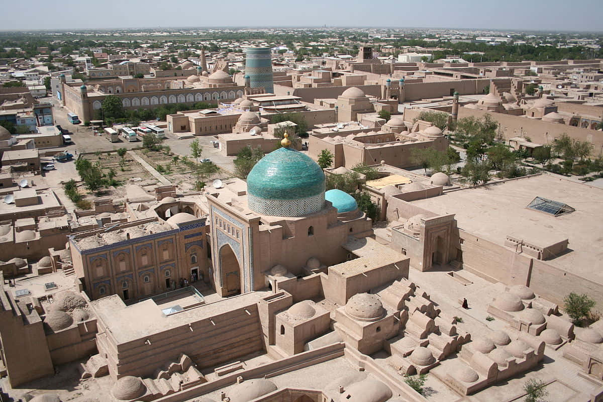 Aerial View of the Majestic Blue Dome in Khiva Wallpaper