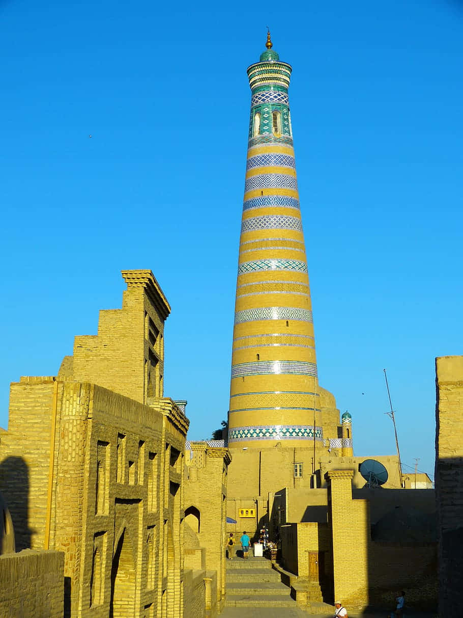 Khiva Minaret And Buildings Background