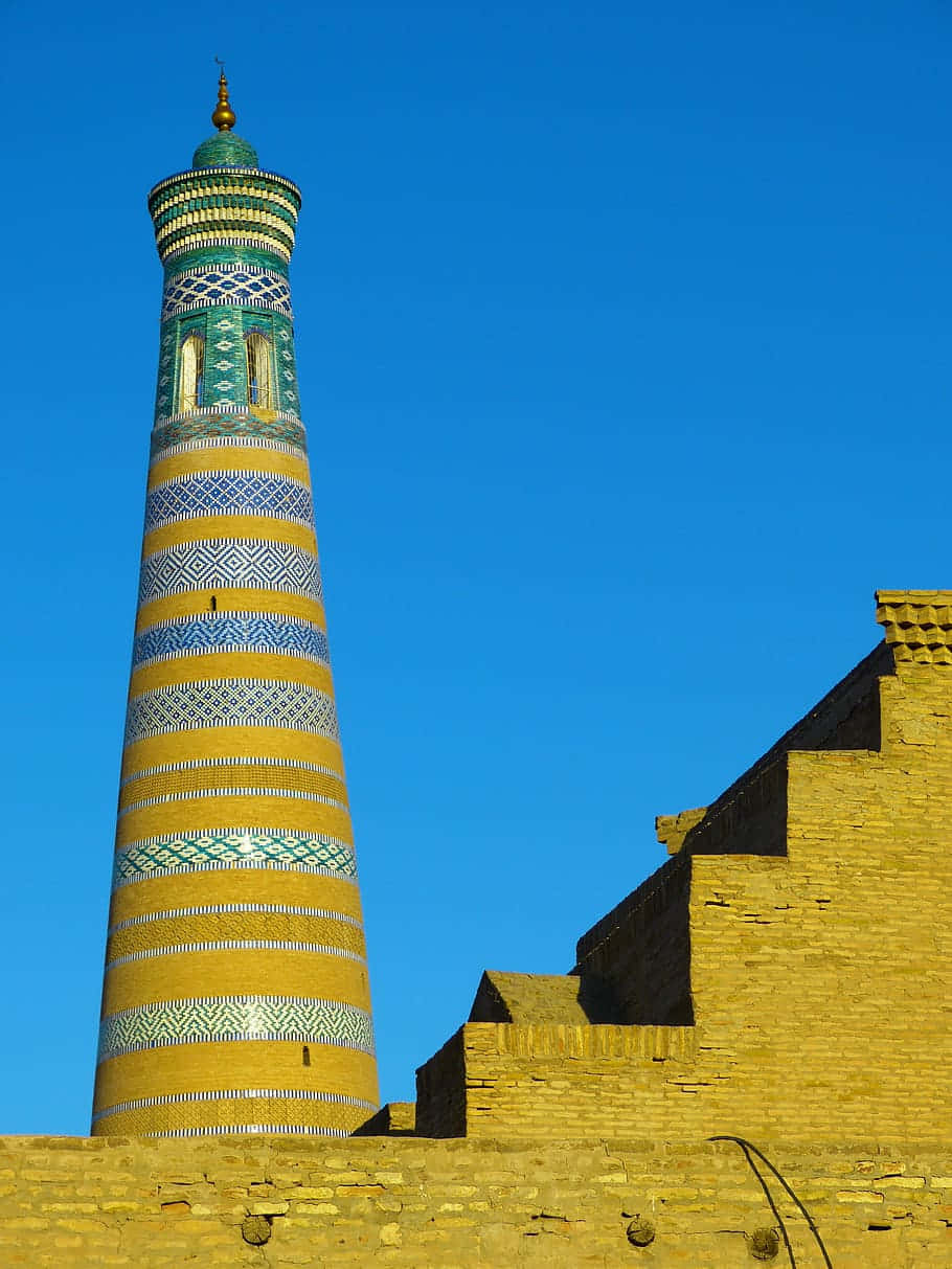 Khivamobile Minaret Céu Azul. Papel de Parede