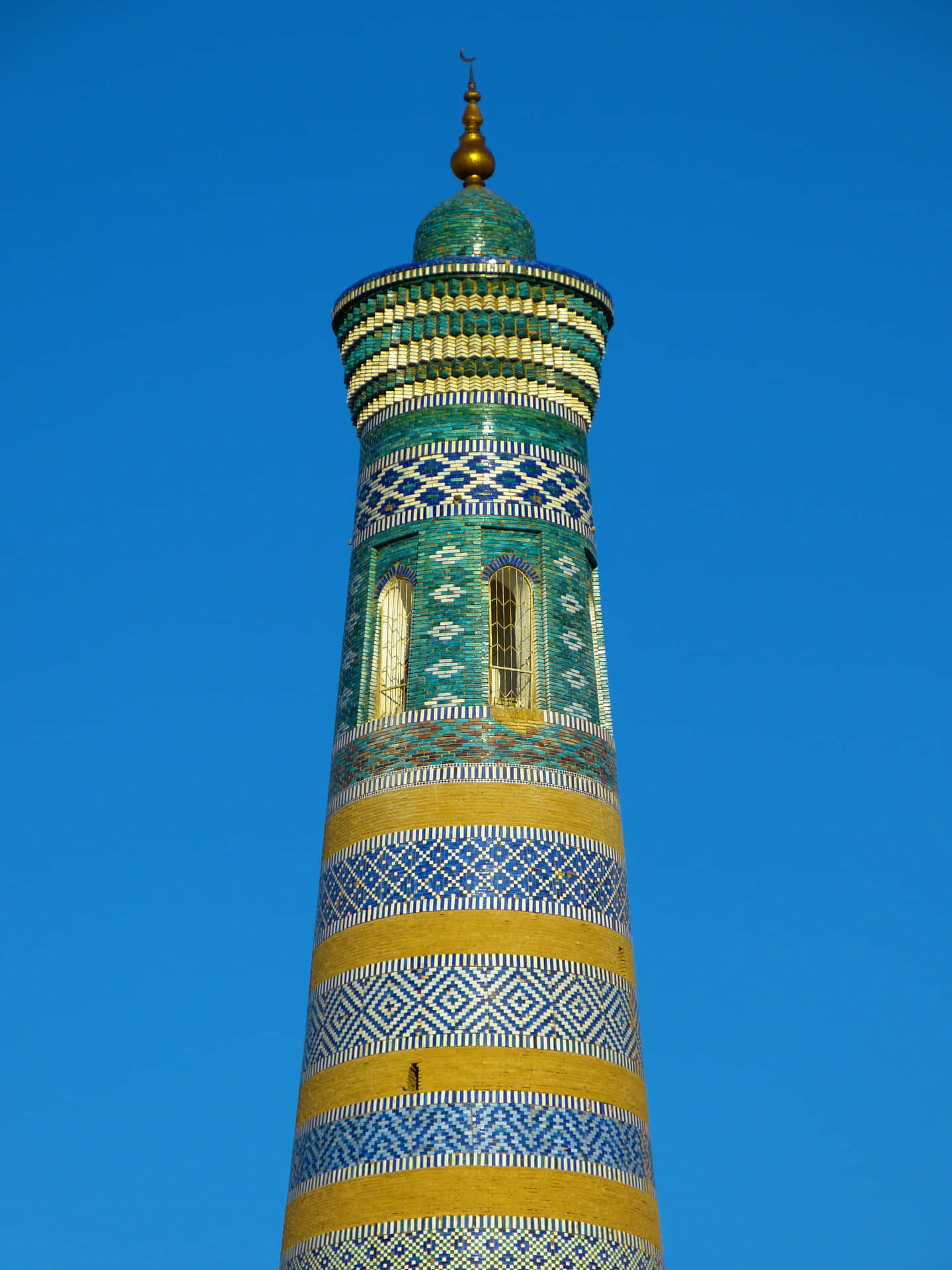 Khiva Høj Grøn Minaret Widescreen Wallpaper Wallpaper