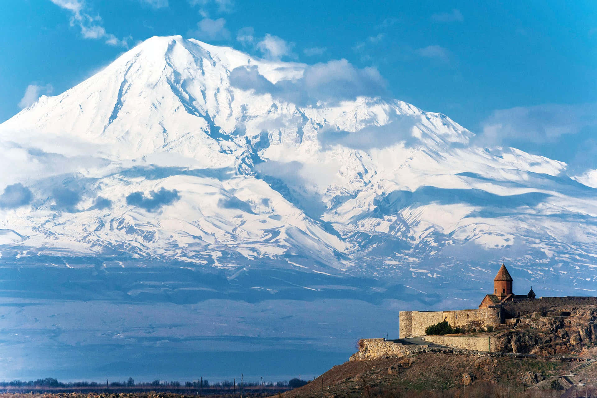 Khor Virap Monastery Against the Backdrop of Majestic Mount Ararat Wallpaper