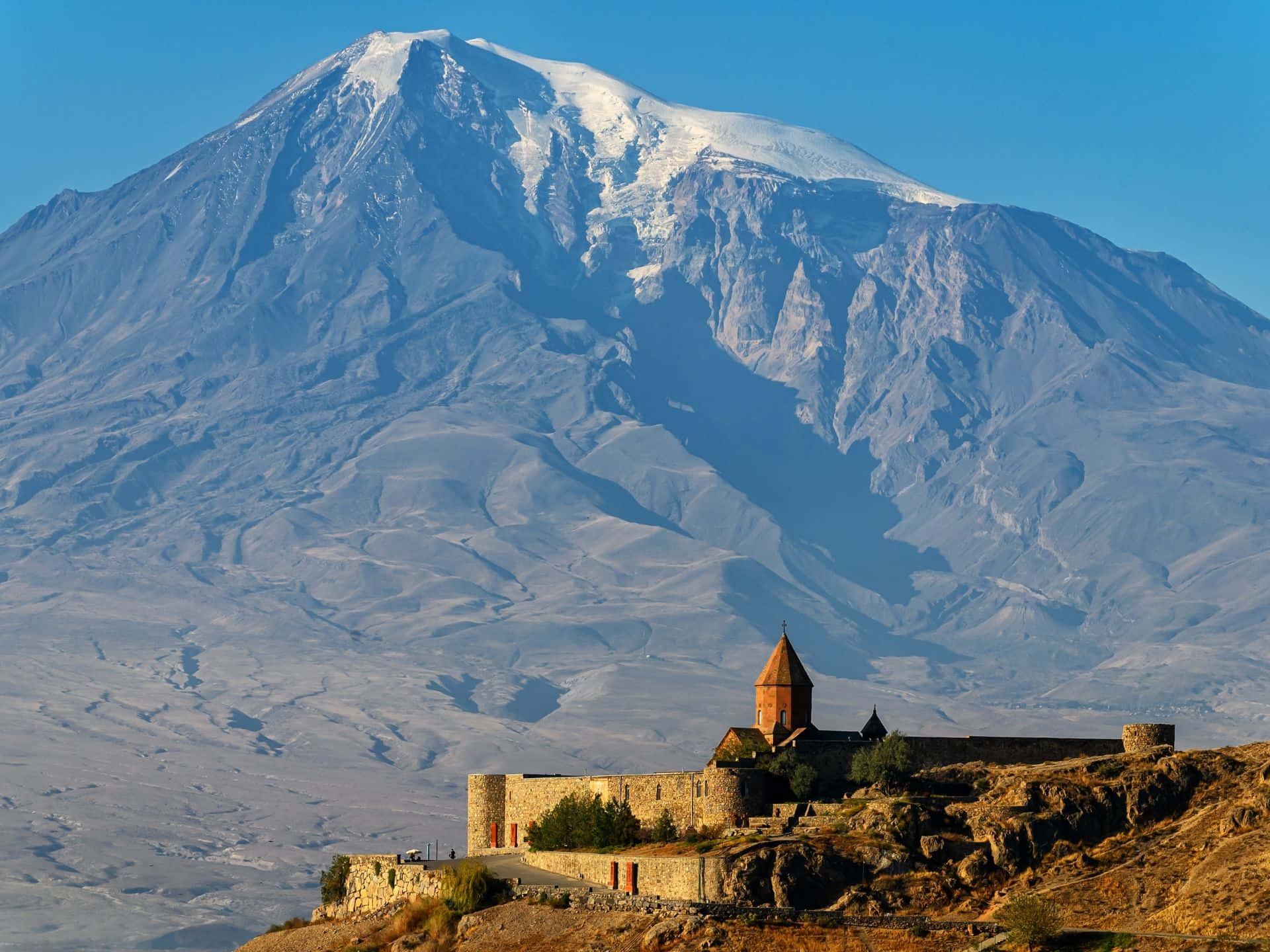 Vistasacra Del Monastero Di Khor Virap Con Il Magnifico Monte Ararat Sfondo