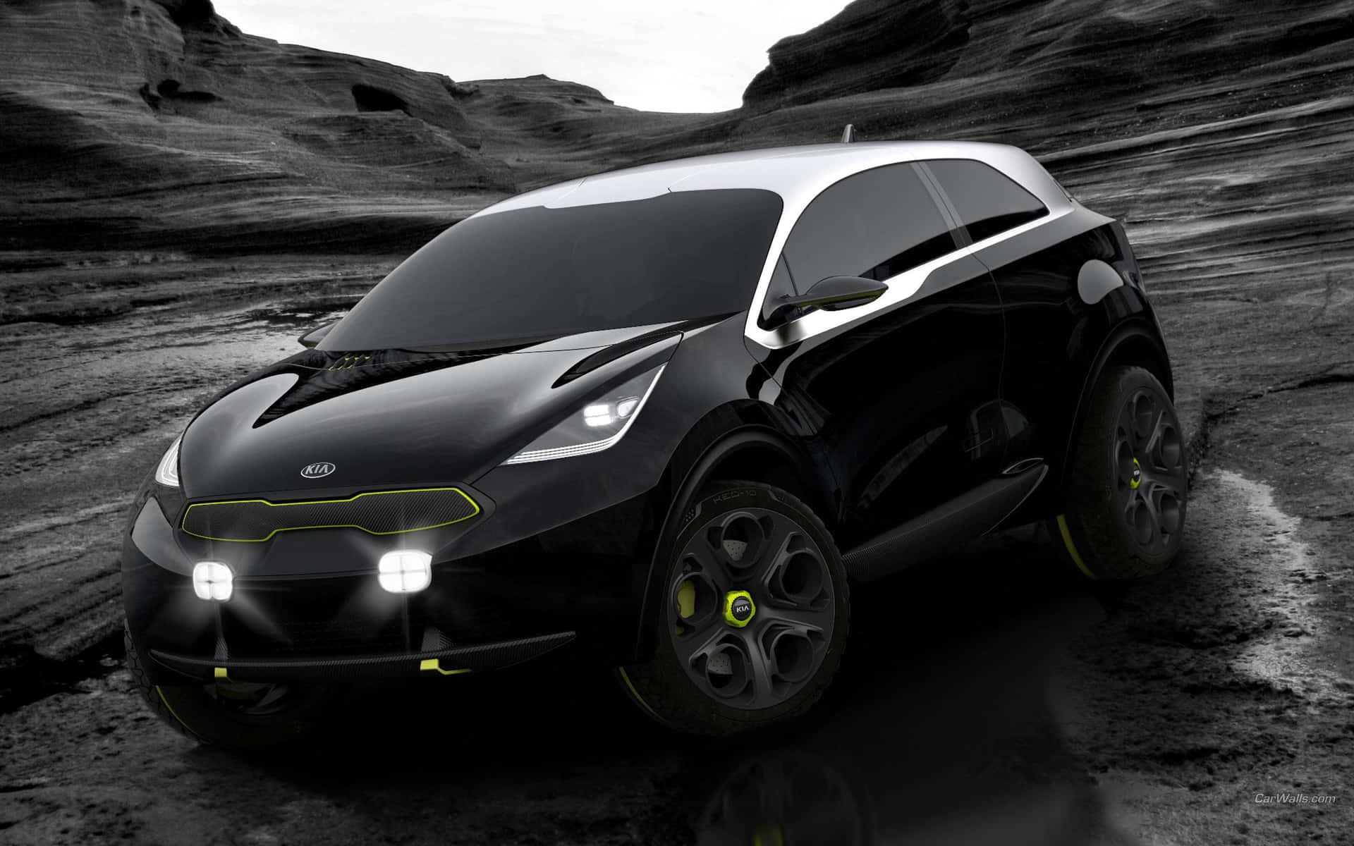 Sleek and captivating Kia Niro on a scenic drive Wallpaper