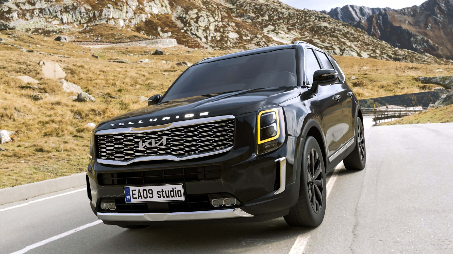 Bold and Luxurious 2022 Kia Telluride on the Road Wallpaper