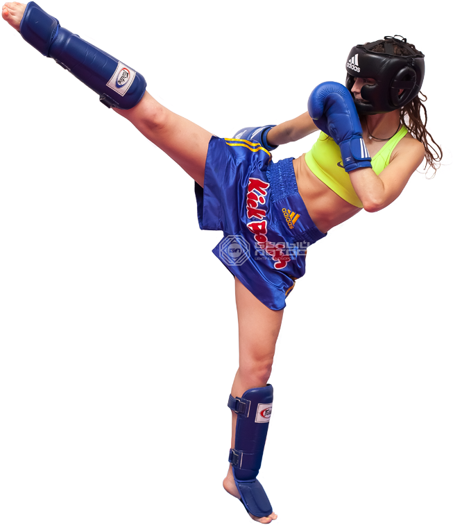 Kickboxer Performing High Kick PNG