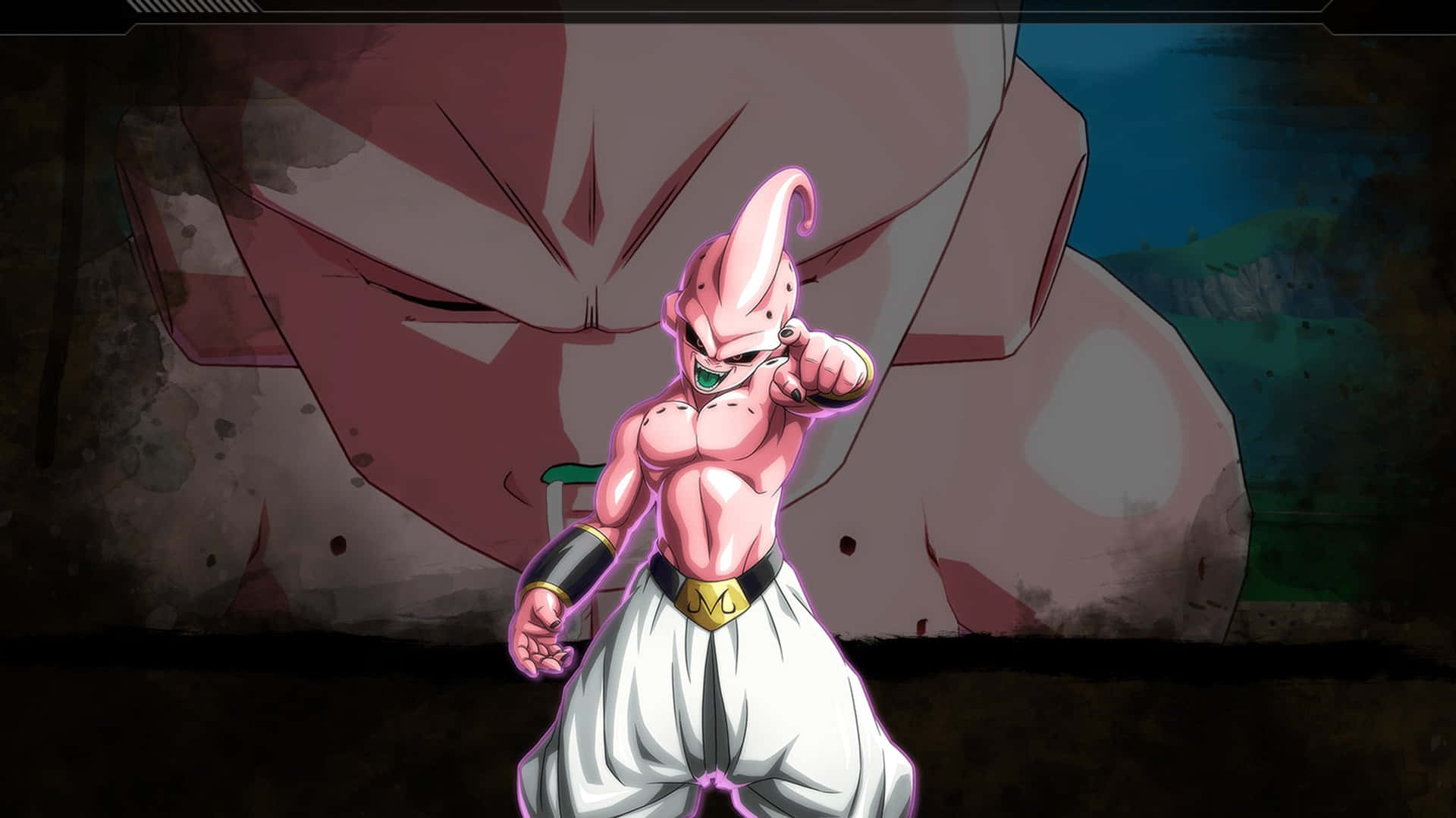 Kid Buu Pointing Fierce Stance Wallpaper