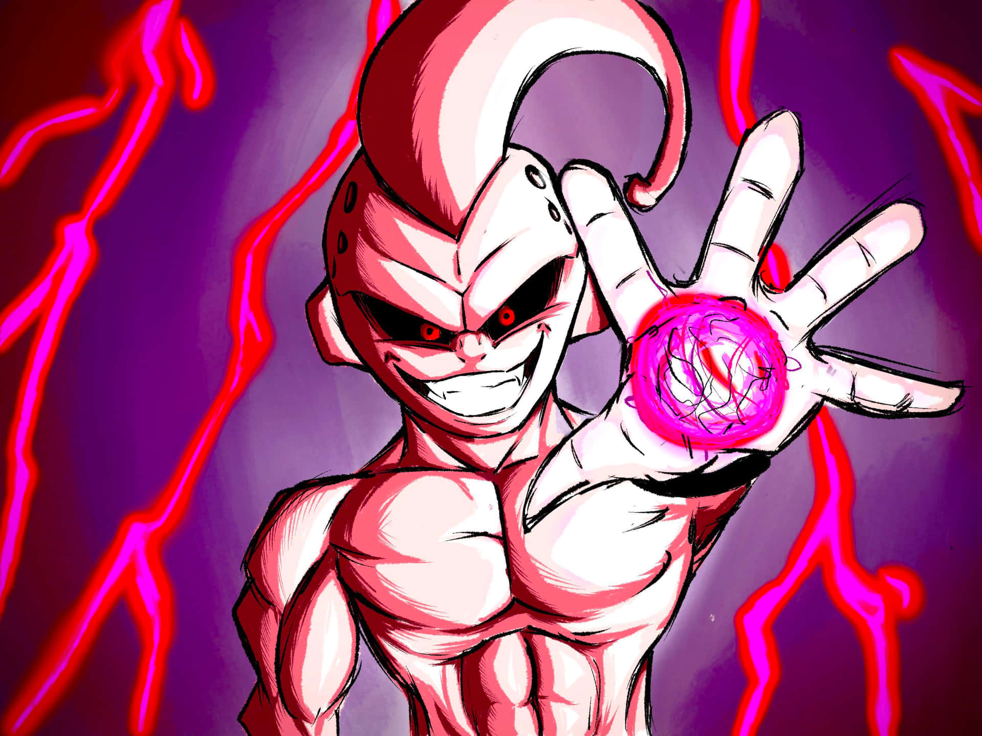 Kid Buu Power Ball Illustration Wallpaper