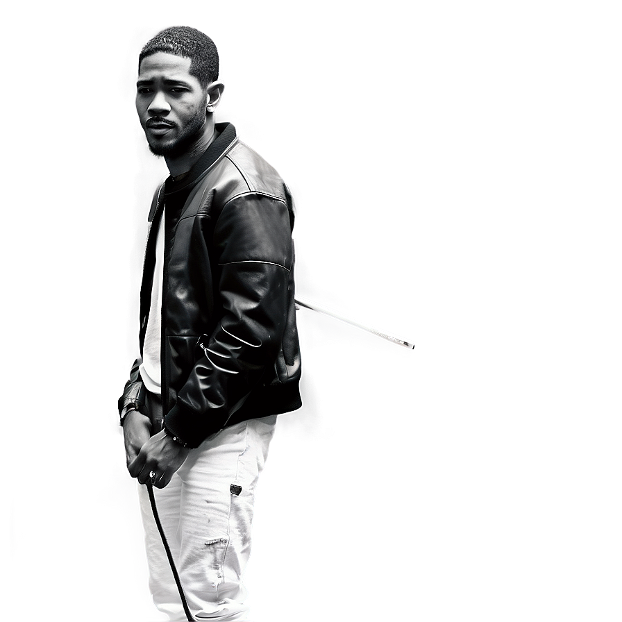 Kid Cudi In Black And White Png 06242024 PNG