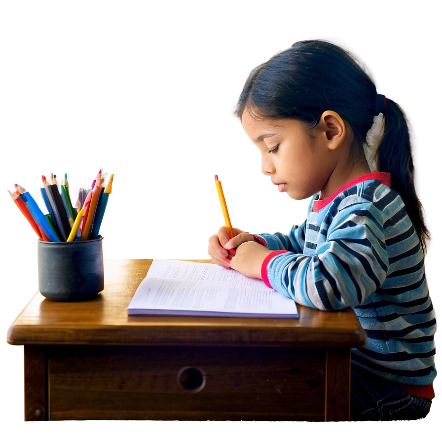 kid doing homework png