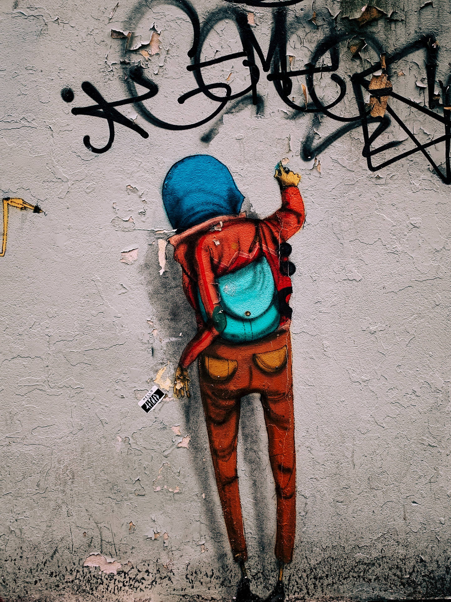 Kid Doing Wall Graffiti Iphone Wallpaper