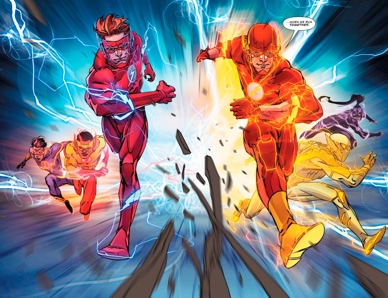 Kid Flash And The Speedsters Of Multiverse Wallpaper