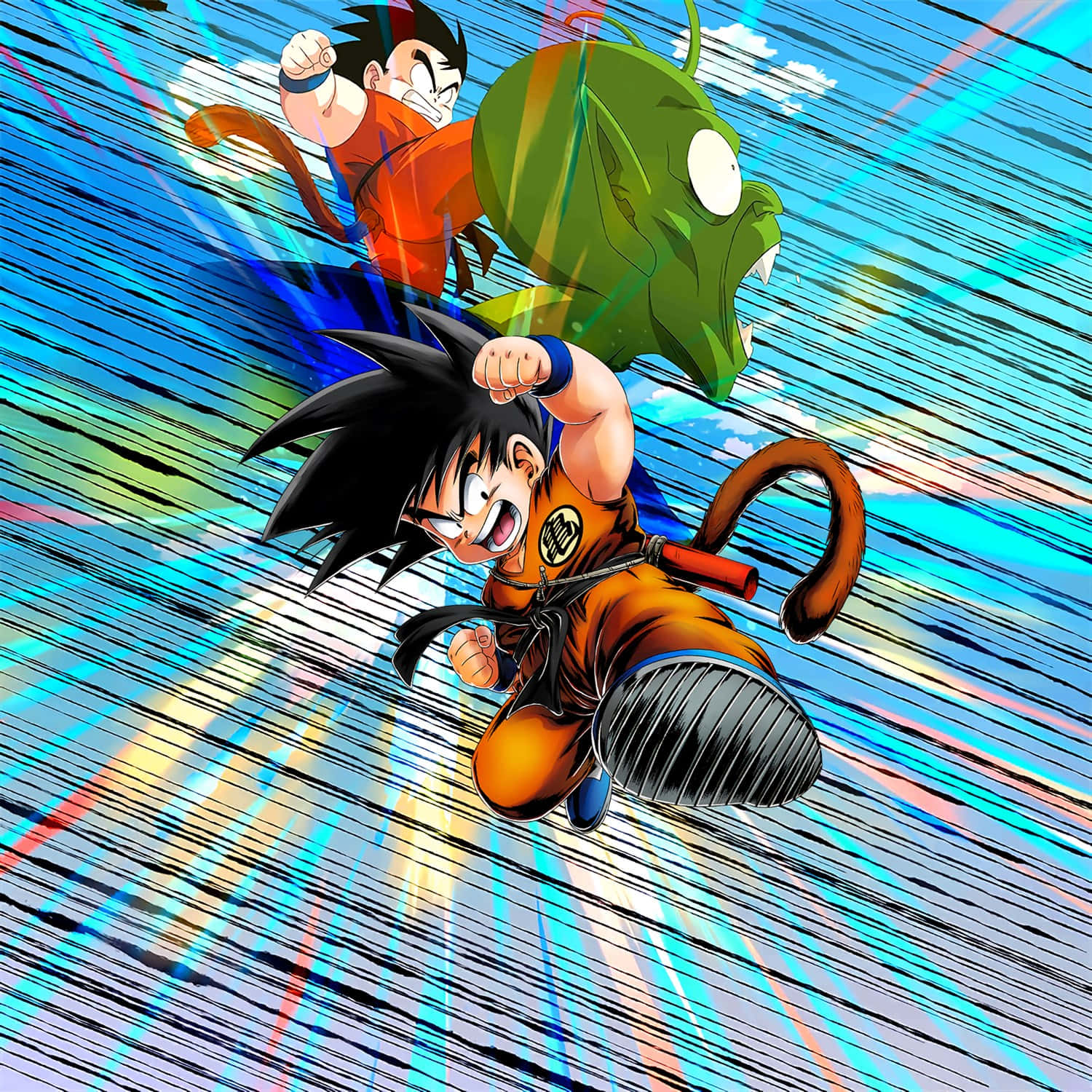Kid Goku shows off his blast of Ki energy. Wallpaper