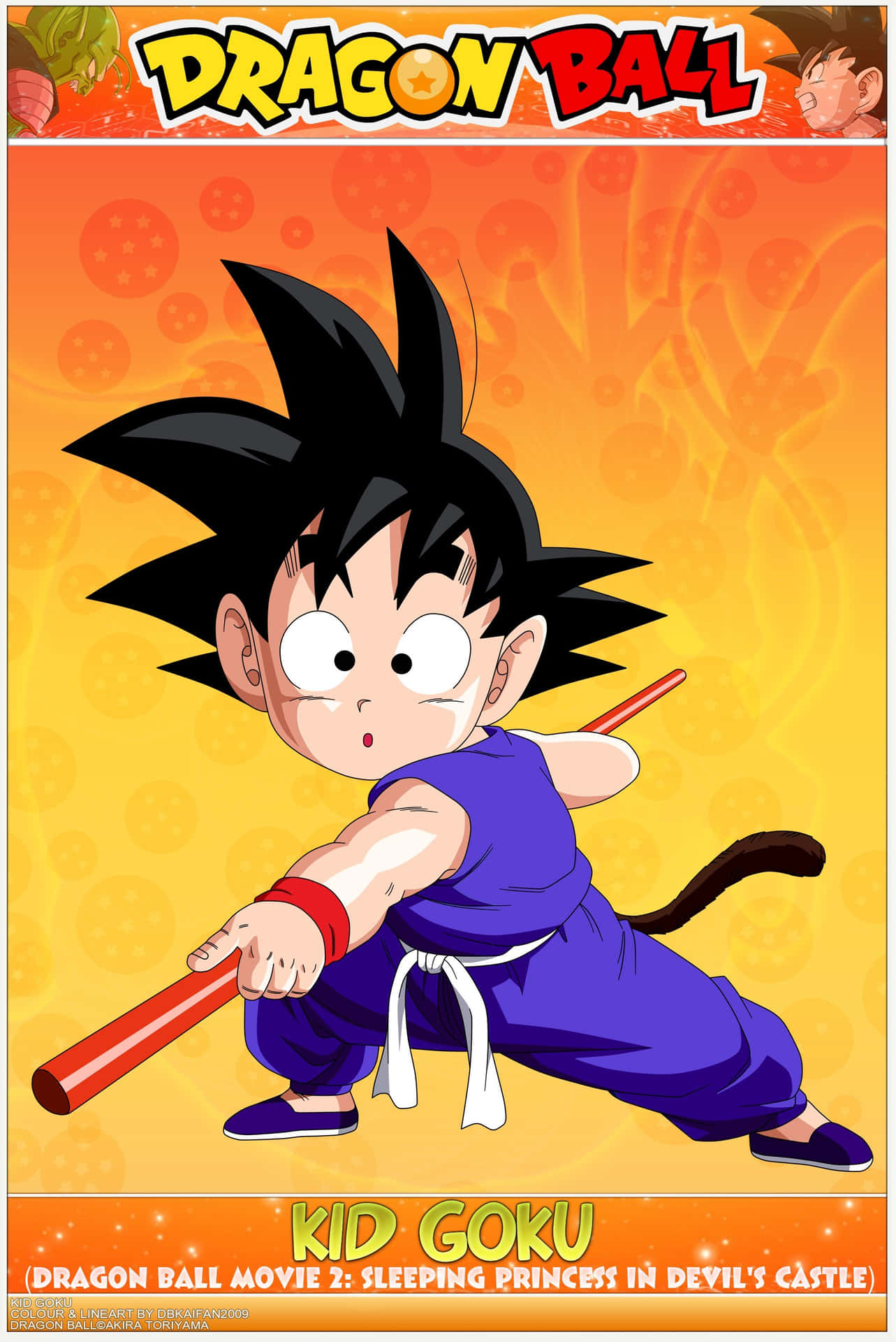 Kid Goku Dragon Ball Poster Tapet: Klip et Kid Goku Dragon Ball-plakat ud og lav det om til dit tapet. Wallpaper
