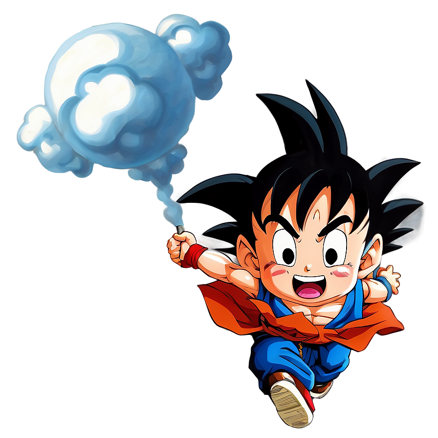 Kid Goku Flying Nimbus Png 04292024 PNG