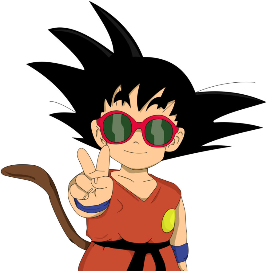 Kid Goku Peace Sign Anime Character PNG
