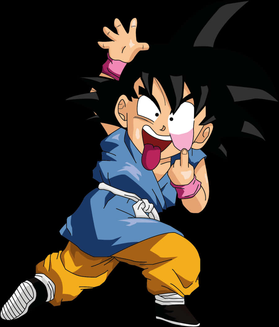 Kid Goku Playful Pose PNG