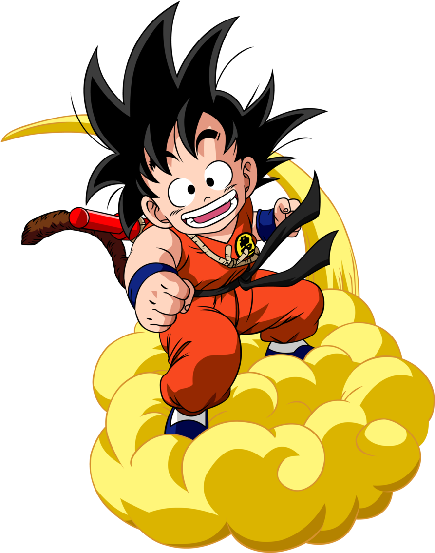 Kid Goku Riding Flying Nimbus PNG