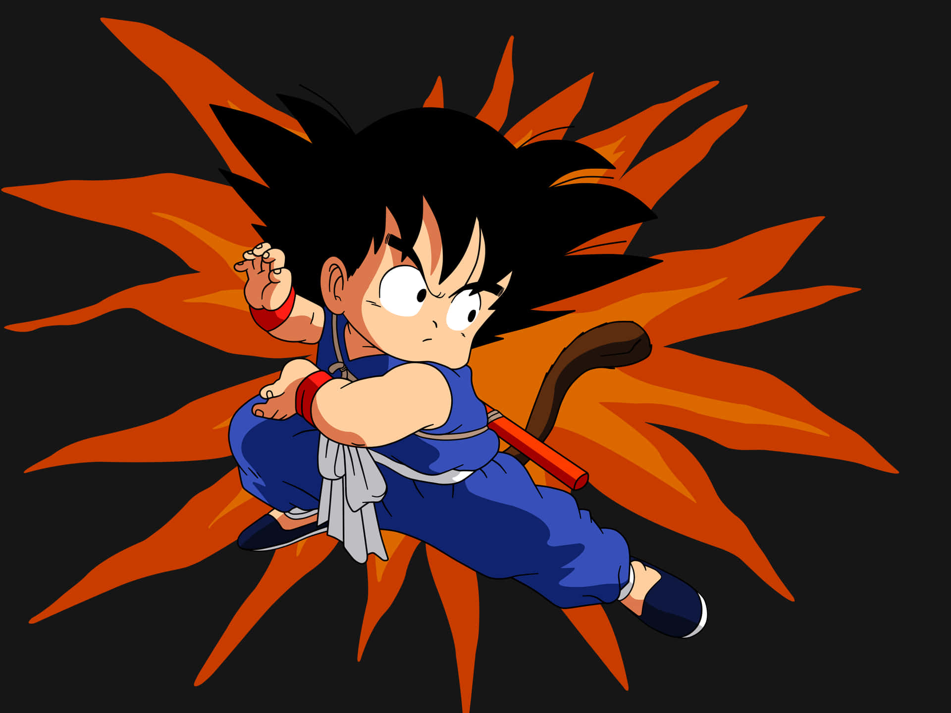 "Kid Goku Shocking His Enemies with Superpowers" Wallpaper
