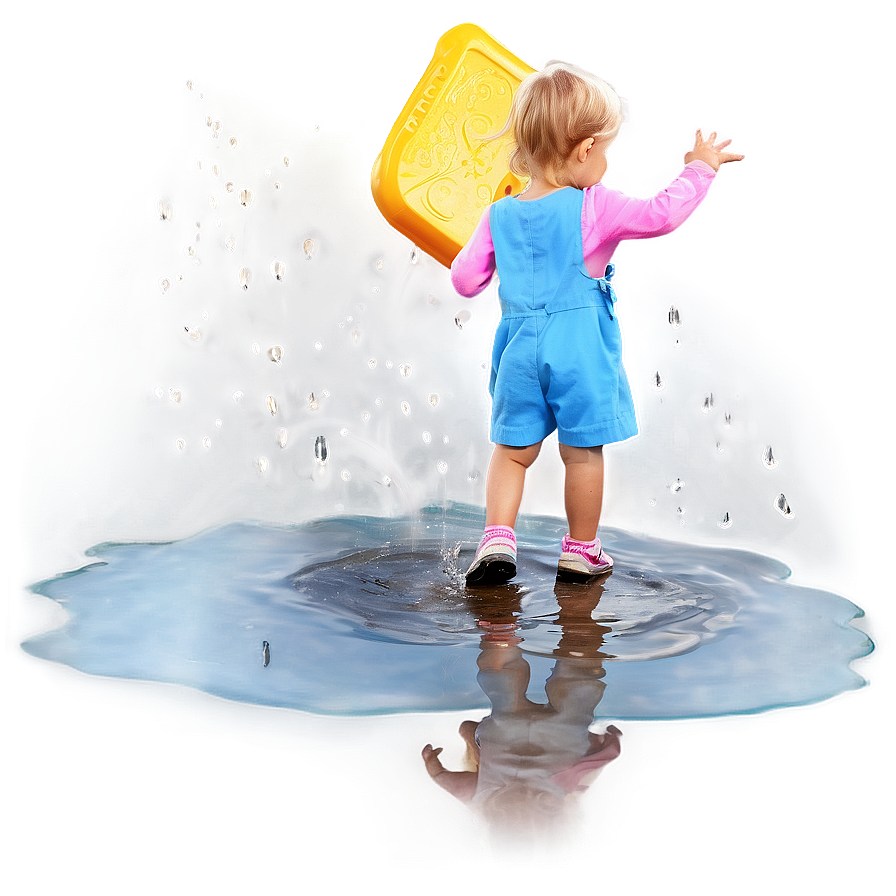 Kid Jumping In Puddle Png 05242024 PNG
