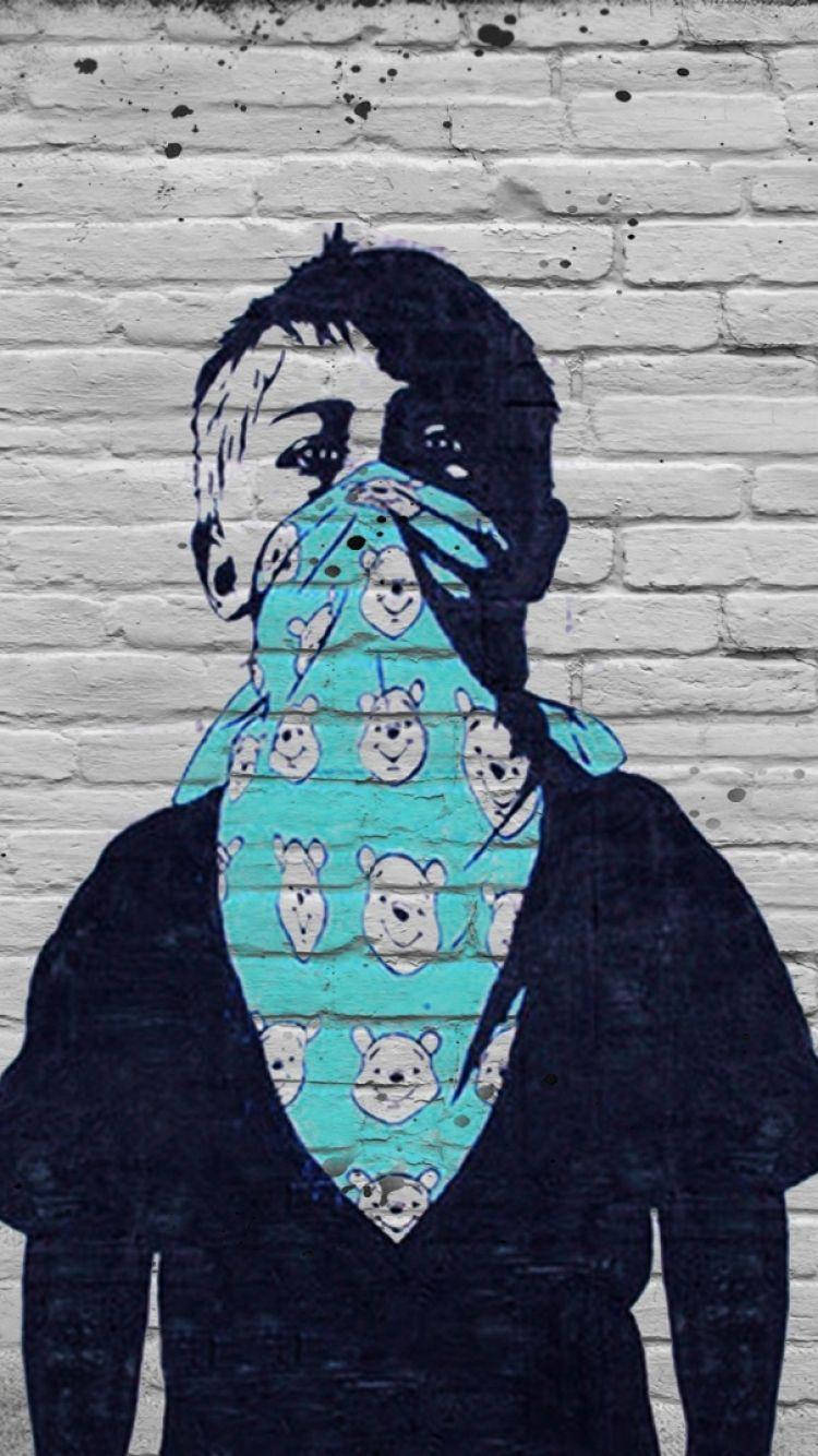 Kid With Cloth Mask Graffiti Iphone Wallpaper