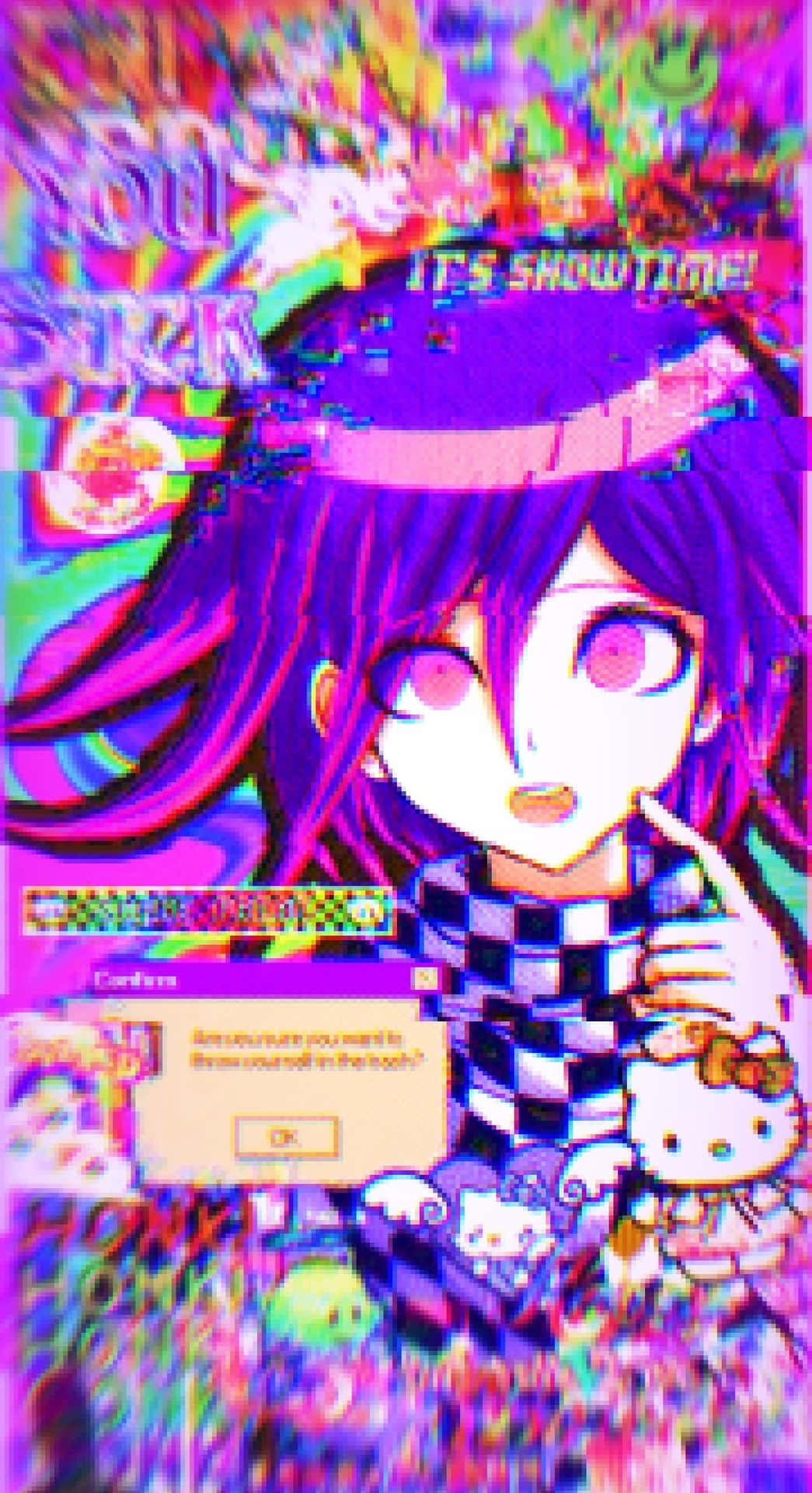 A Girl With Purple Hair And Purple Eyes Is On A Purple Background Wallpaper