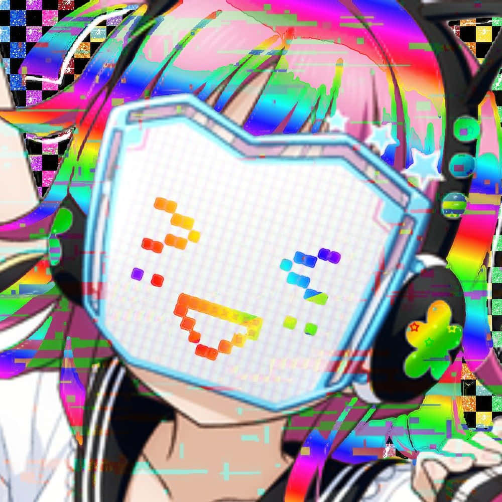 A Girl With Colorful Hair And Headphones Wallpaper