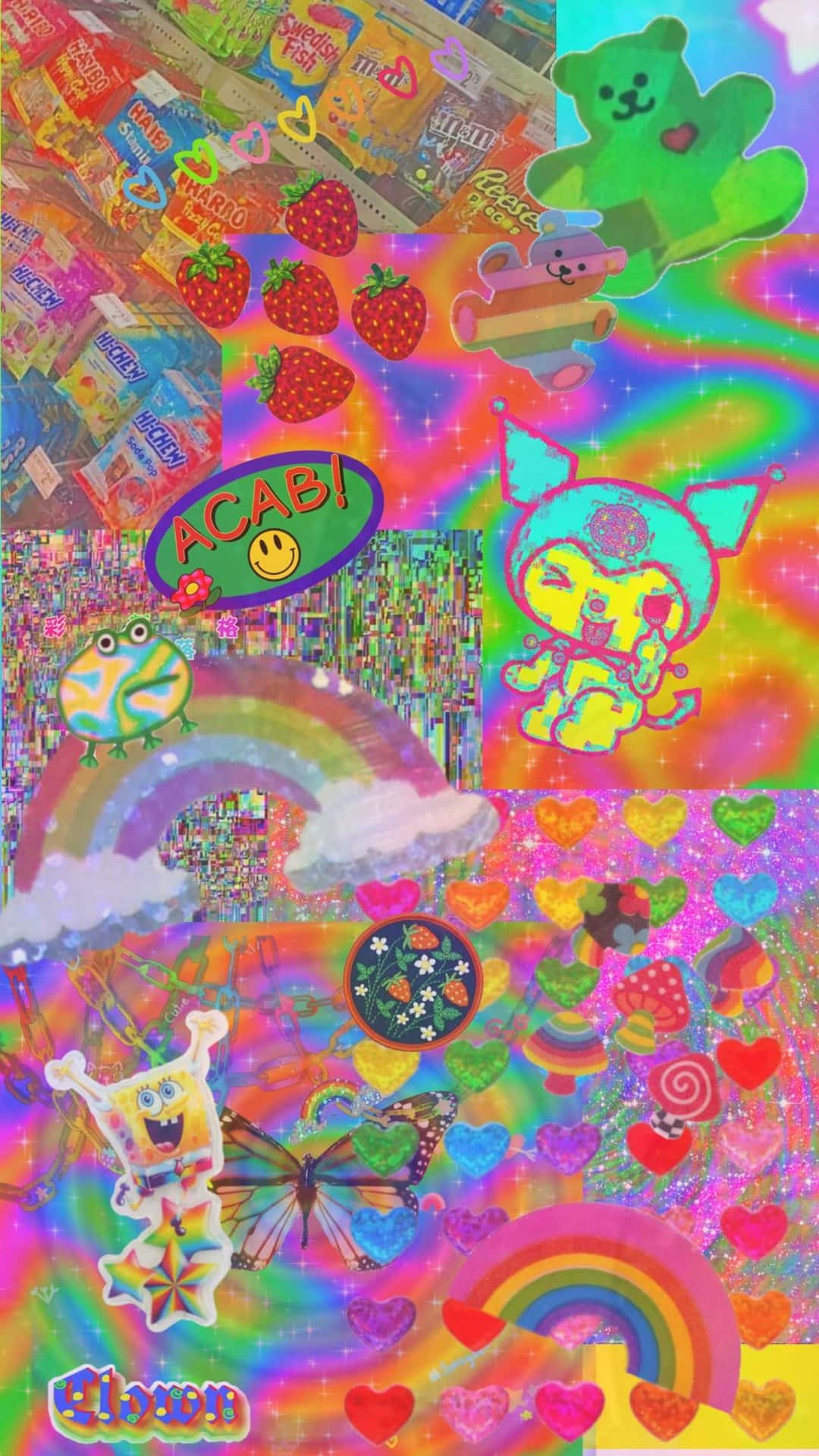 Et farverigt kollage af forskellige ting Wallpaper