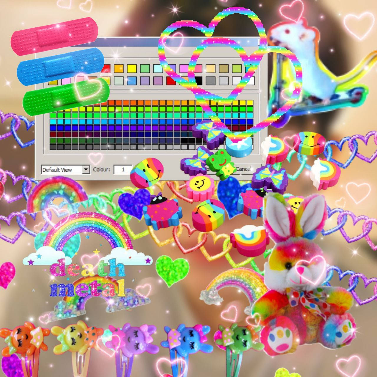 Kidcore Bunnies And Rainbows Background