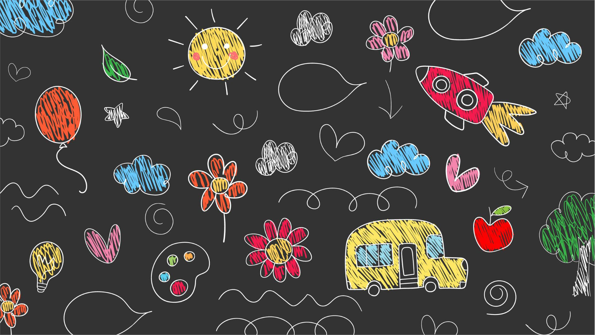 Einetafel Mit Einer Zeichnung Von Einem Auto, Einem Lastwagen Und Anderen Objekten Wallpaper