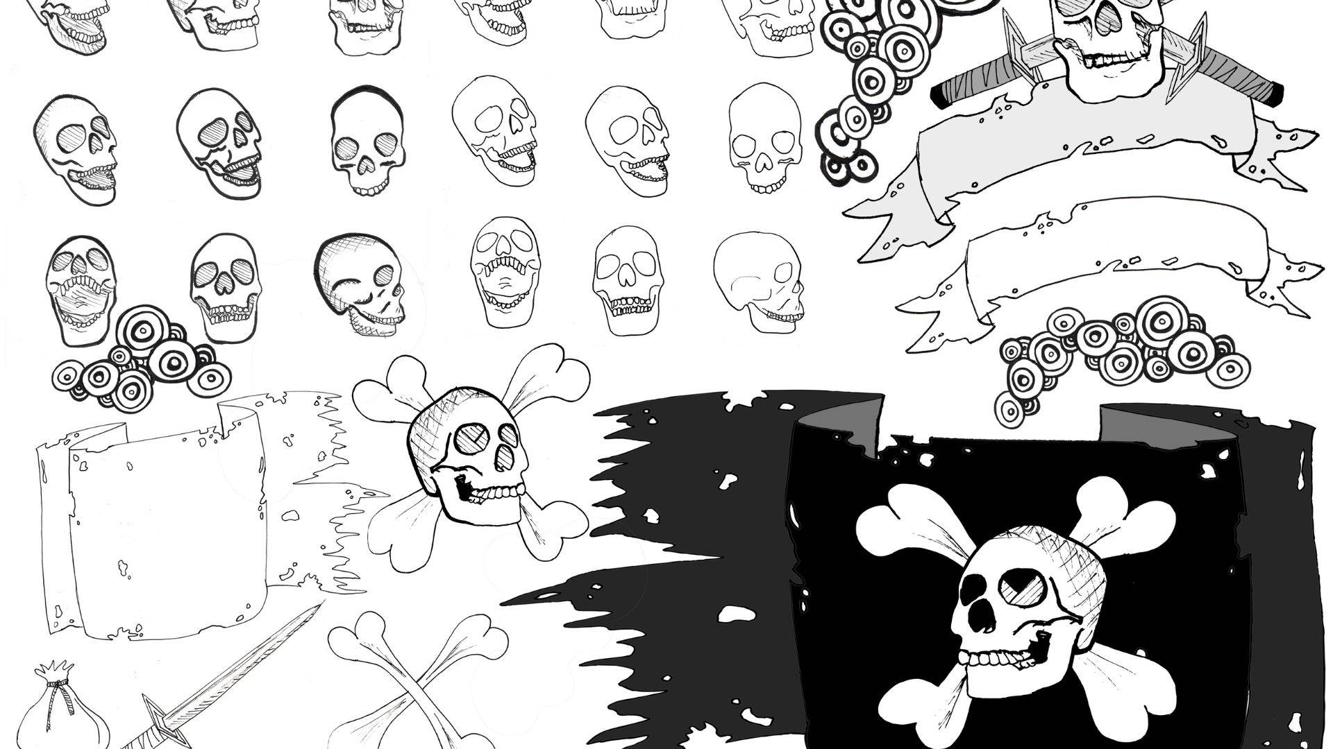 Skull And Crossbones Jolly Roger Kidcore Desktop Wallpaper