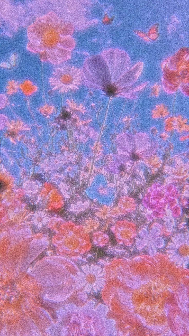 Kidcore Flowers Aesthetic Background