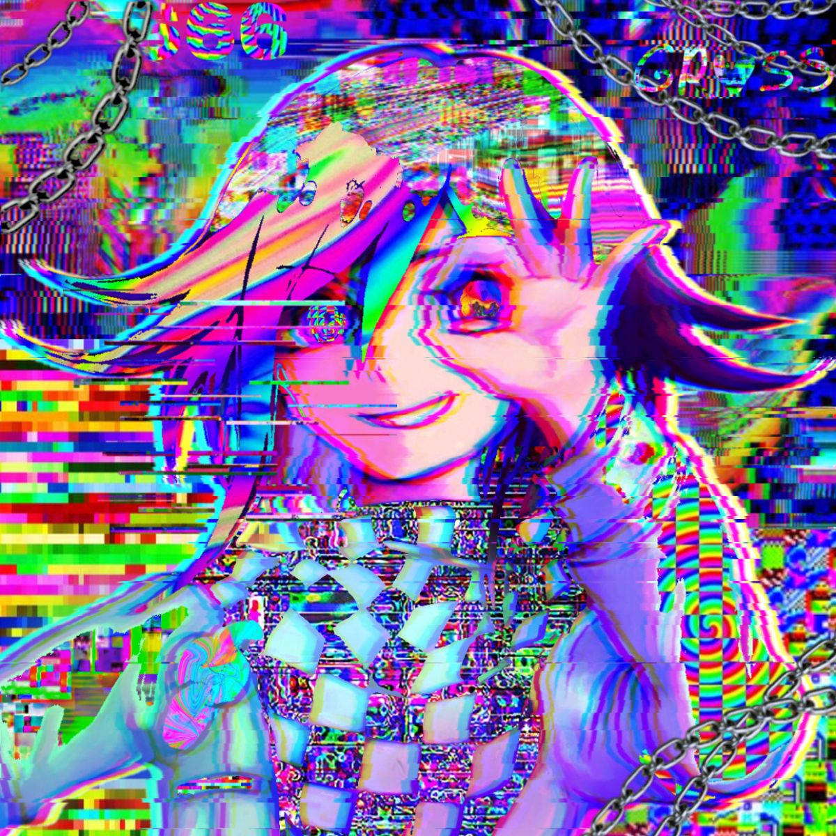 Kidcore Glitch Anime Girl Background