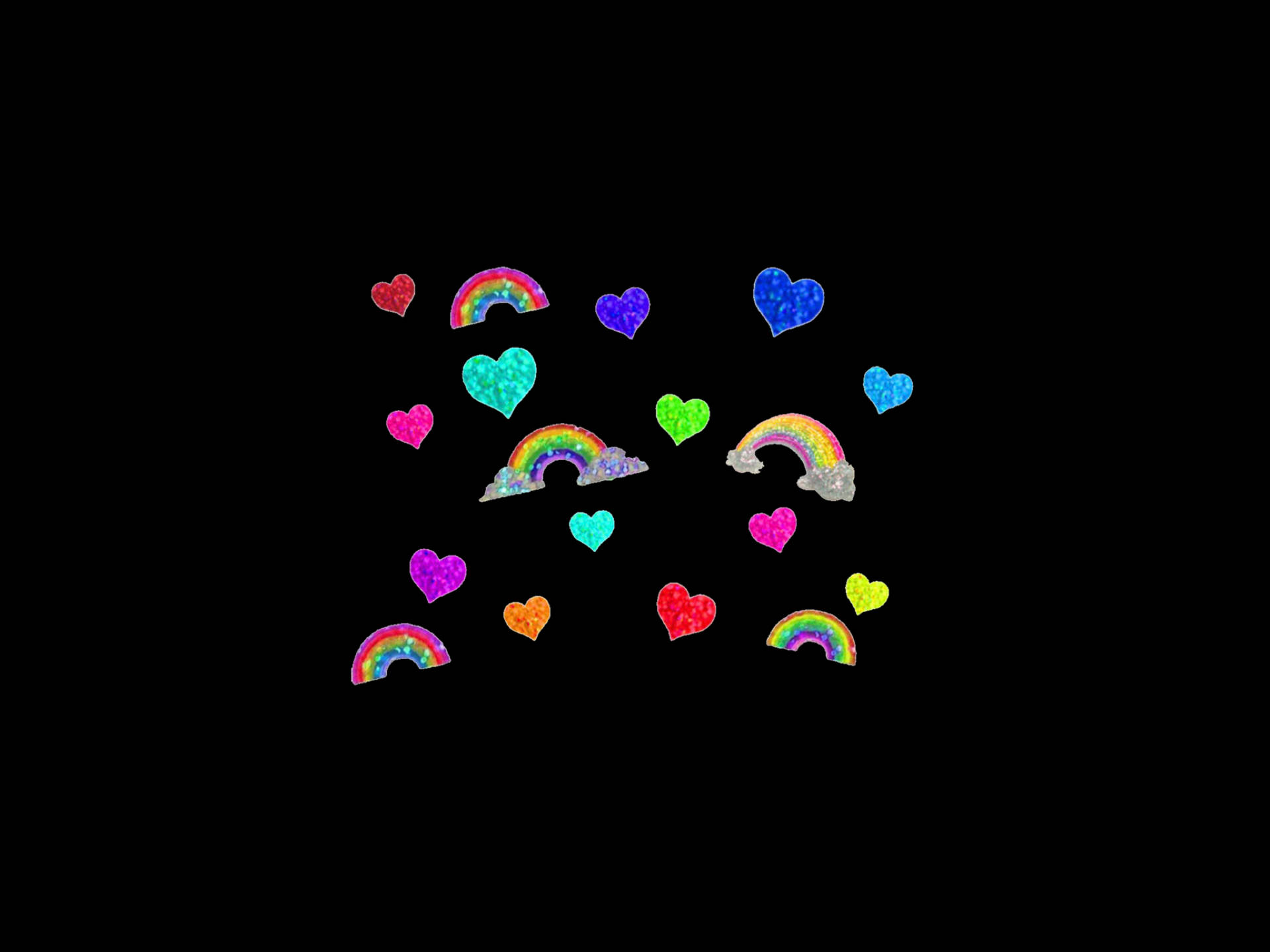Kidcore Hearts And Rainbows Background