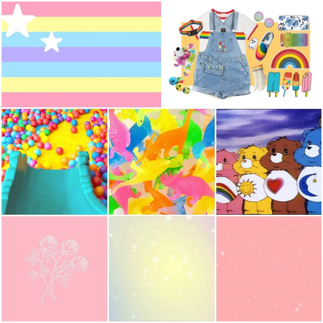 Kidcore Pastel Photo Collage Background