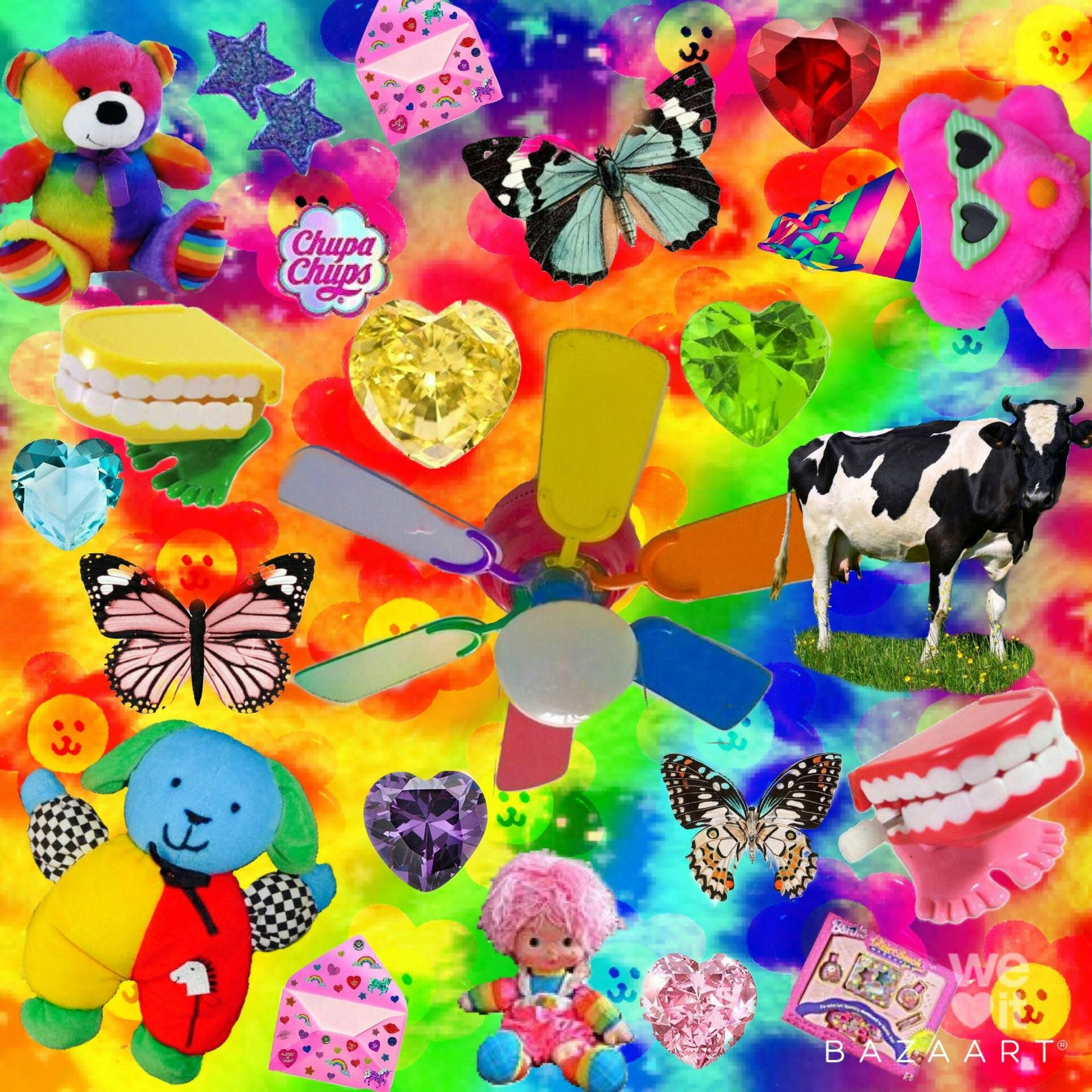 Kidcore Rainbow Toys Background